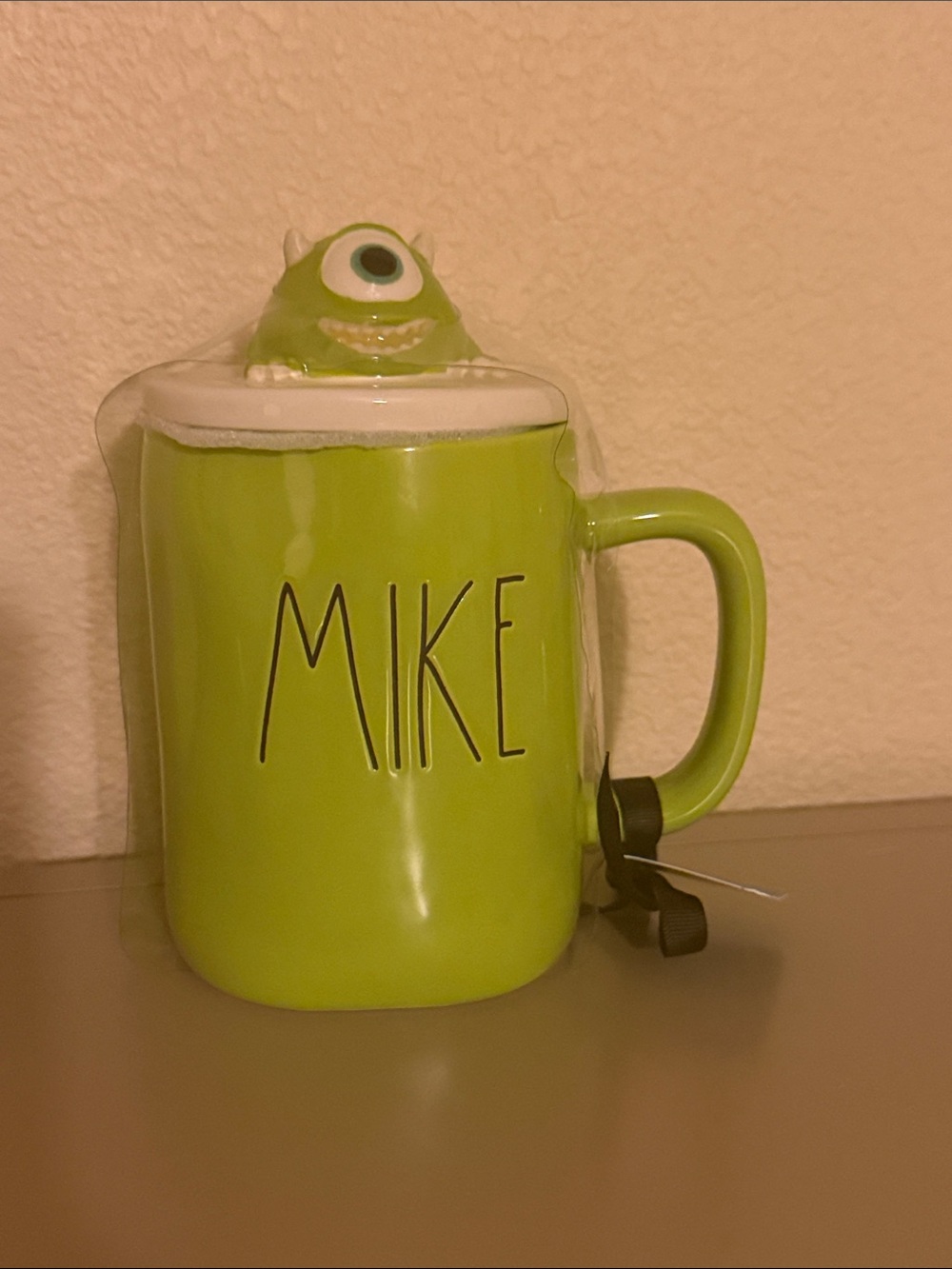 Rae Dunn Green "MIKE" Character Mug with Lid